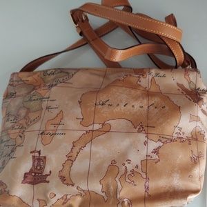 Vintage Map Print Shoulder Bag